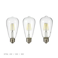 Vintage Edison LED Bulb E27 4W 6W 8W AC220V / 110V Transparent Clear Glass Shell Retro LED Filament Light ST64