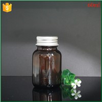 60ml Amber Wide Mouth Medicine Glass Bottle with Silver Lid for Tablet