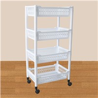 Multifunction Household Appliance Storage Rack Plastic Trolley with Wheels 4 Tiers