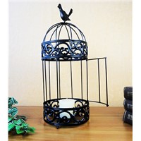 Table Decoration Bird Cage Shaped Metal Candle Holder