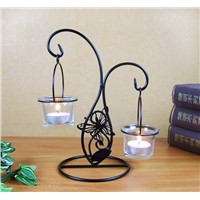 Home Table Decoration Metal Candle Holder with Glass Cup