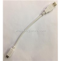 Customized White USB2.0/3.0 A To Micro B Data Charger Cable 2.0V, with Nickel-Plated Connector