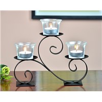 Hot Sale Table Home Decoration Metal Candle Holder with Glass Cup
