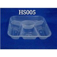 Rectangle Five Compartments Disposable Airtight PP Plastic Microwave Safe Food Container