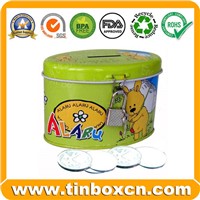 Saving Tin Box, Tin Saving Box, Tin Coin Bank, Tin with Lock (BR1901)