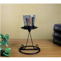 Home Decoration Candle Holder with Electroplate Glass