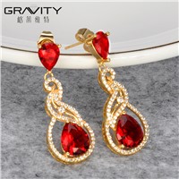 Stylish Gold Jewelry, Colorful Stone 18K/24K Gold Plated Earring
