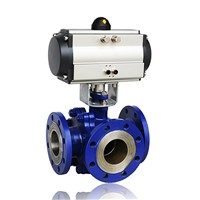 3-Way Double Acting/Single Acting Pneumatic Flanged Ball Valve