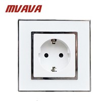 MVAVA Europe Sockets Mirror Crystal Glass EU German Standard Wall Power Socket Electrical Outlet AC 110~250V 16A