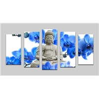 5 Panel Wall Paintings Buddha Canvas Oil Paintings for Home Decoration