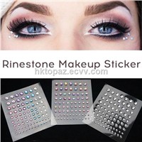 Fancy Custom Iridescence Rhinestone Crystal Face Tattoo Sticker (S020)