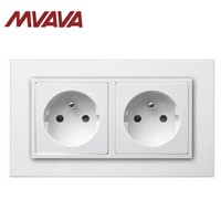 MVAVA 16A Double FR Standard Socket Dual AC 250 V Electrical Outlet PC White Panel