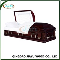 First-Rank Handcraft Customized Head Panel Colored Pine Veneer Casket Funeral Coffin
