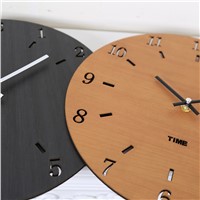 Creative Circular Simple Quiet Bedroom Wooden Hanging Wall Clock