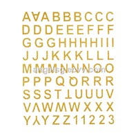 Gold Glitter Alphabet Numbers Stickers