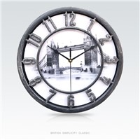 European Style Famous Building Background Plastic Wall Clock