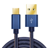 Jeans Sync Aluminum Alloy Cowboy USB a to Micro USB Charging Cable