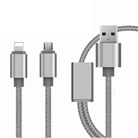 Multi 2 in 1 USB Cable Slim Braided Micro USB Cable for Cellphone