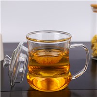Wholesale Three Part Glass Tea Maker Glass Coffee Mugs with Filter Cup