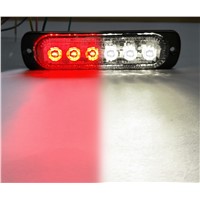 3W Super Bright Red/White 6-LED Flash Emergency Hazard Warning Strobe Light Bar