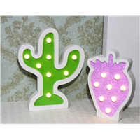 Factory Price Holiday Wood LED Cactus Marquee Lighting