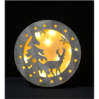 New Designed Indoor Wood LED Round Christmas Decorative Light