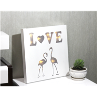 White Wall Hanging Love &amp;amp; Swan LED Wooden Light Box Home Decoration