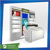 China Cosmetic Display Rack with LED Lights Wooden Display Rack Manufacturer