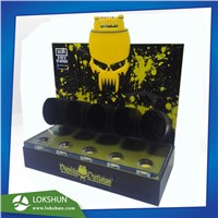 Customized Black &amp;amp; Yellow Acrylic Counter Display with 5 Tubes, Professional L Stand Acrylic Display Rack Manufacturer