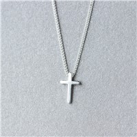 Fashion Simple Cross Solid 925 Sterling Sliver Necklace