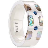 High Tech Ceramic Ring with Shell Inlays