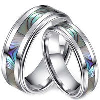Tungsten Carbide Ring with Shell Inlays