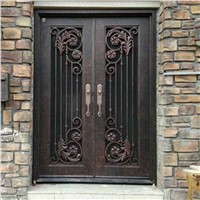 Chinese Hand-Forged Wrought Iron Doors EBD072B Security Steel Doors Customize Entry Doors
