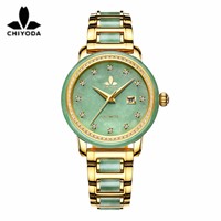 CHIYODA Women's Automatic Mechanical Watch, Jade Watch, Luxury Sapphire Mirror