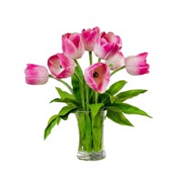 Crystgal Clear Water 8 Pcs Latex Flower Real Touch Tulip Arrangements
