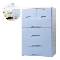 Nafenai 4-Drawer with 2 Cabinet Plastic Storage Bin Baby Closet Toy Box Clothes Storage Cabinet