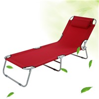 Garden Outdoor Patio Balcony Folding Camping Sun Lounger Recliner Chair Bed with Steel Pipes &amp;amp; Adjustable