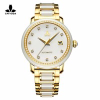 CHIYODA Women's Automatic Mechanical Watch, Jade Watch, Luxury Sapphire Mirror --- White Jade