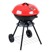 Trolley Apple Shape 17&amp;quot; Kettle Barbecue Round BBQ Grill with Two Wheels