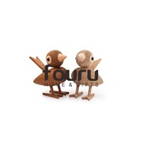 Europe Style Wood Crafts Ornaments Gift Cute Puppet Model Wood Little Birds, Figurine Wooden Sparrow