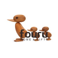 Nordic Wood Home Furnishing Ornaments Teak Wood Crafts Classic Creative Kids Toy S/M Duck for Home