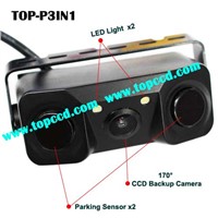 3 in 1 Car Reverse Camera Parking Sensor Systems with 2 LED Light from Topccd (TOP-P3IN1)