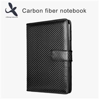 Luxury Black Carbon Fiber Leather Cover Business Notebook with Customer's Logo