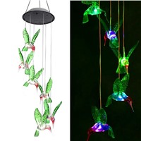 Solar String Lights, Color Changing LED Mobile Hummingbird Wind Chimes, Waterproof Outdoor Solar Lights for Home/Yard