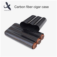 OEM Portable Travel humidor Carbon fiber cigar box cigar case with factory price 3 tubes