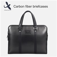 Carbon Fiber Briefcase with Genuine Leather Business Bag Handbag Computer Bag