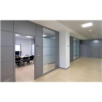 2019 Free Design Factory Frosted Glass Wall Partition Aluminium Profile Wood Partition Doors for Modern Office