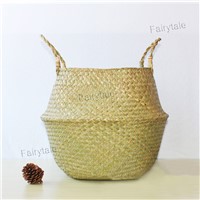 Bulk Bolga Baskets Custom Flower Pot Natural Woven Belly Seagrass Basket