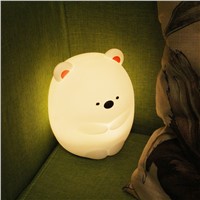 Creative Dull Bear Colorful Silicone Night Light, Can Be Charged through USB, but Also Can Be Operated by Remote Control