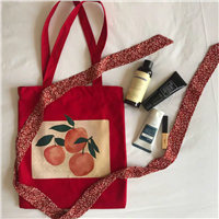 Wine Red Peach Single-Sided Printed Soft Cloth Double Strap with Canvas Bag